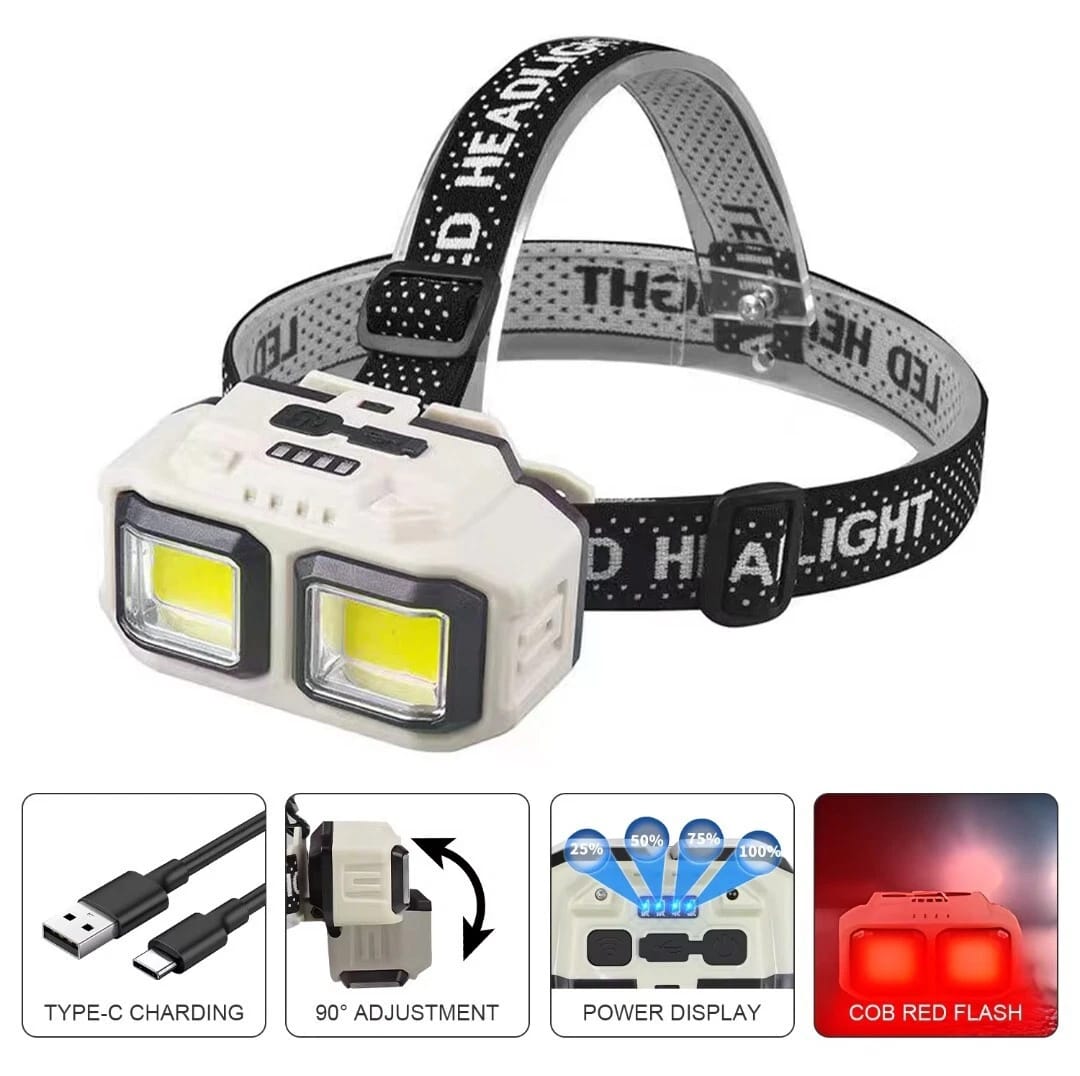 led headlight use rechargeable waterproof powerful  sensor flashlight with 3 different light mood