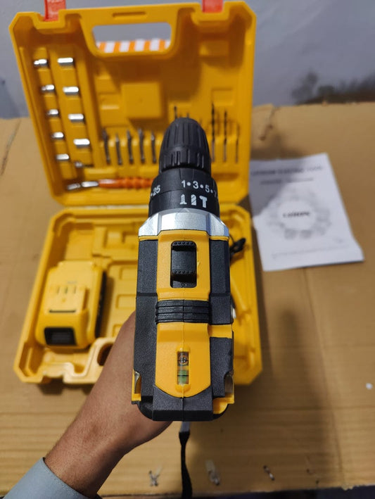 Dewalt rechargeable cordless drill machine with 24 different size heads and 2 rechargeable li-ion battery turbo speed and power drill machine portable drill machine all in one screw driver set