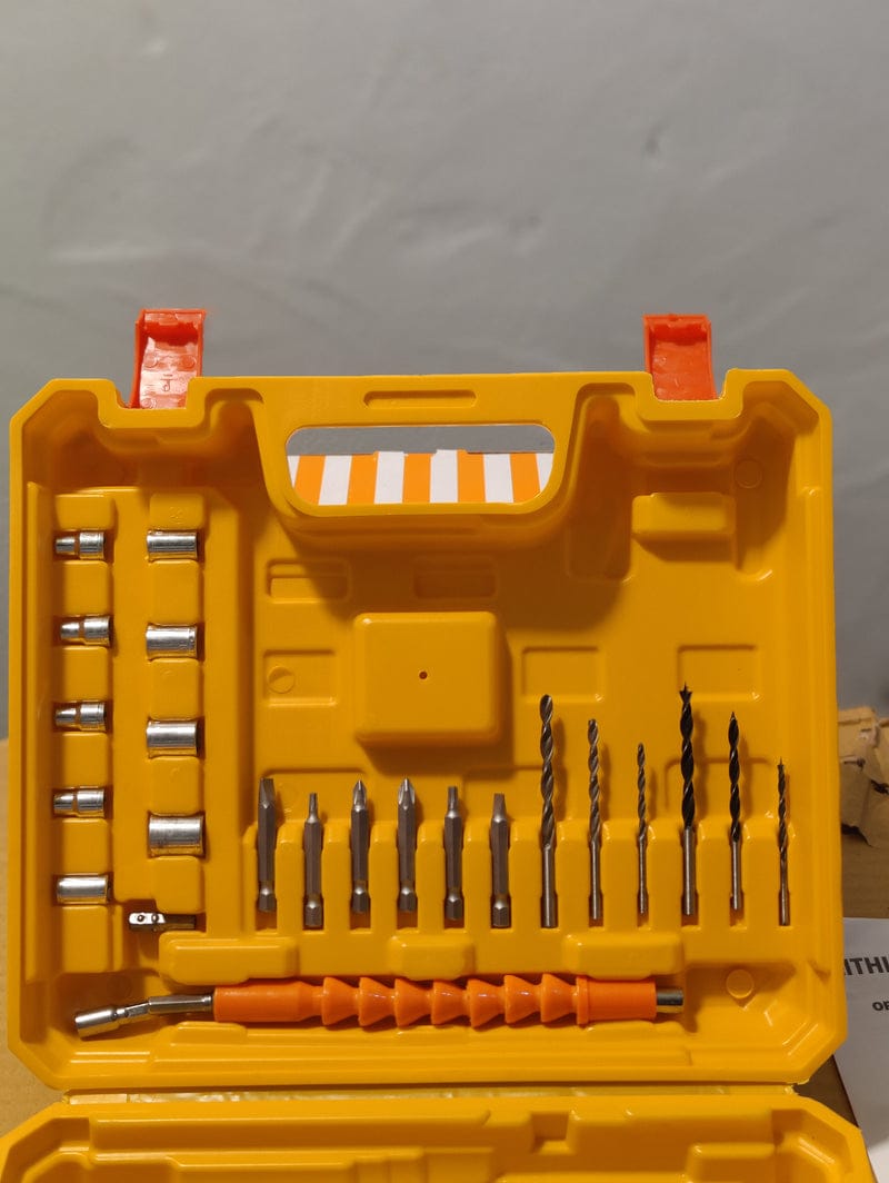 Dewalt rechargeable cordless drill machine with 24 different size heads and 2 rechargeable li-ion battery turbo speed and power drill machine portable drill machine all in one screw driver set