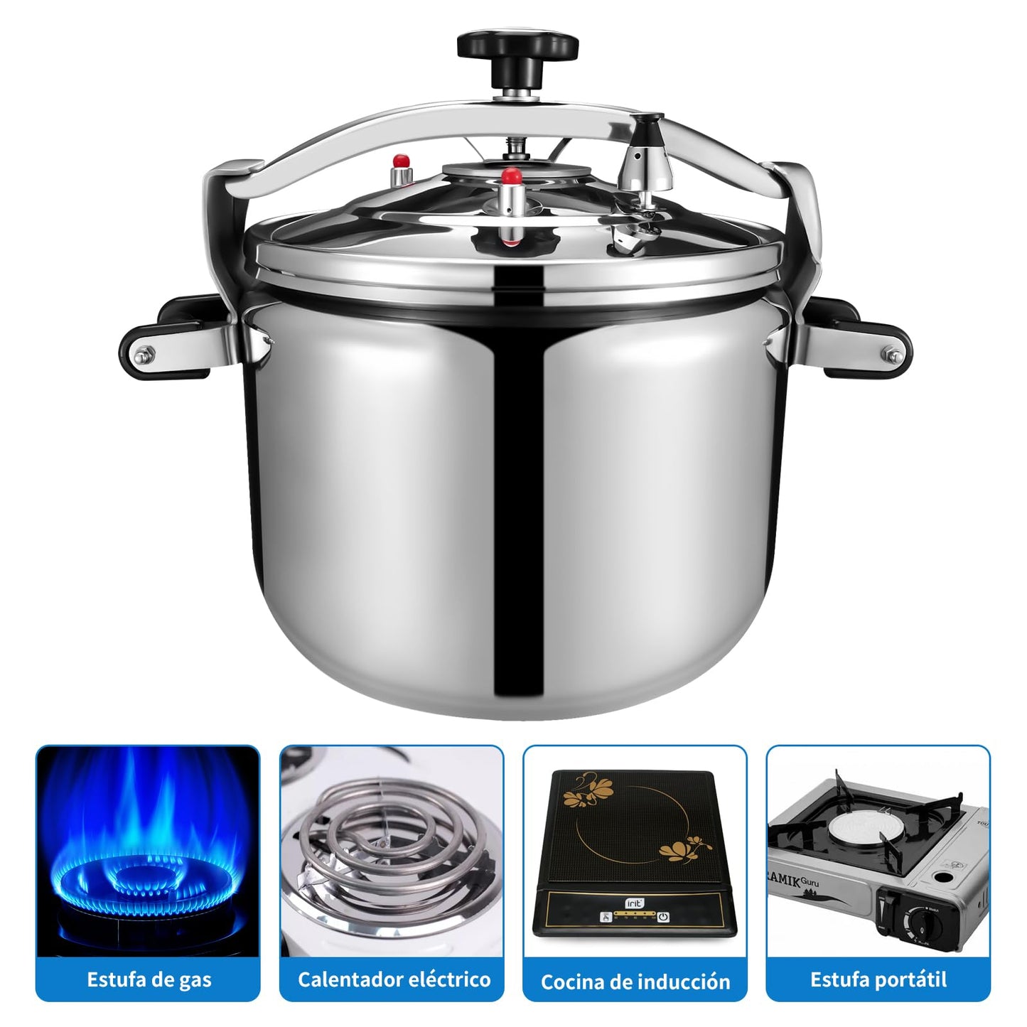 Arabic‑Style Stainless Steel Pressure Cooker , Insulated, Multi‑Safety, Works on Induction, Gas & Hotplate