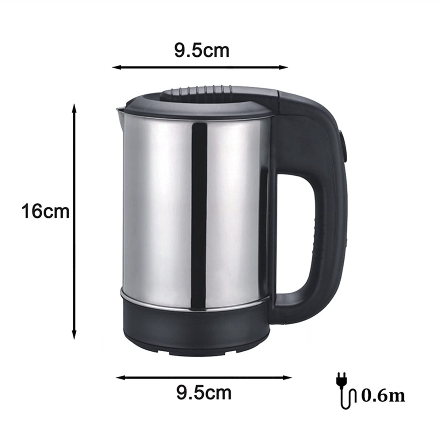 Mini Portable Electric Kettle – 0.5 L, Full‑Automatic, LED Indicator, Stainless‑Steel Body with Insulated Grip – Perfect for Travel & Car Use