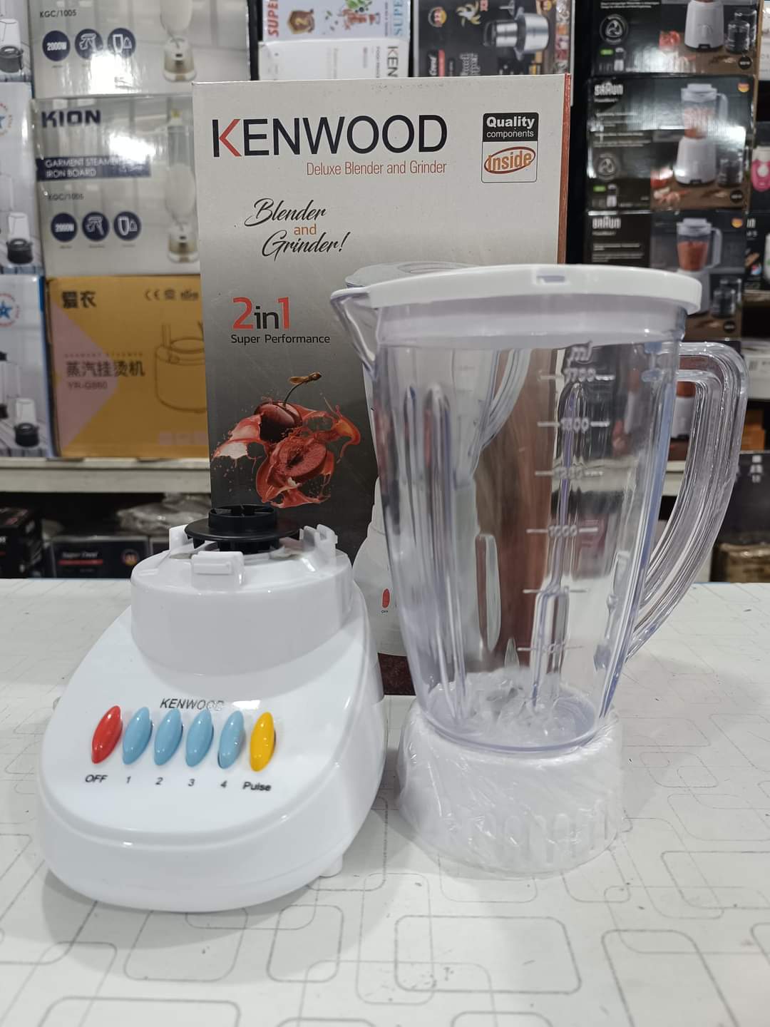3‑in‑1 Kenwood / 2‑in‑1 Juicer‑Blender – Powerful Motor, 2 L Crystal‑Plastic Jug, Chopper‑Grinder & Juicer Attachments, Multi‑Speed Control